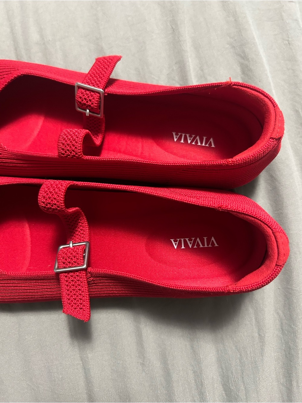Vivaia Square Toe Margot Mary Jane Flats Red Womens Size 10 - Picture 5 of 7